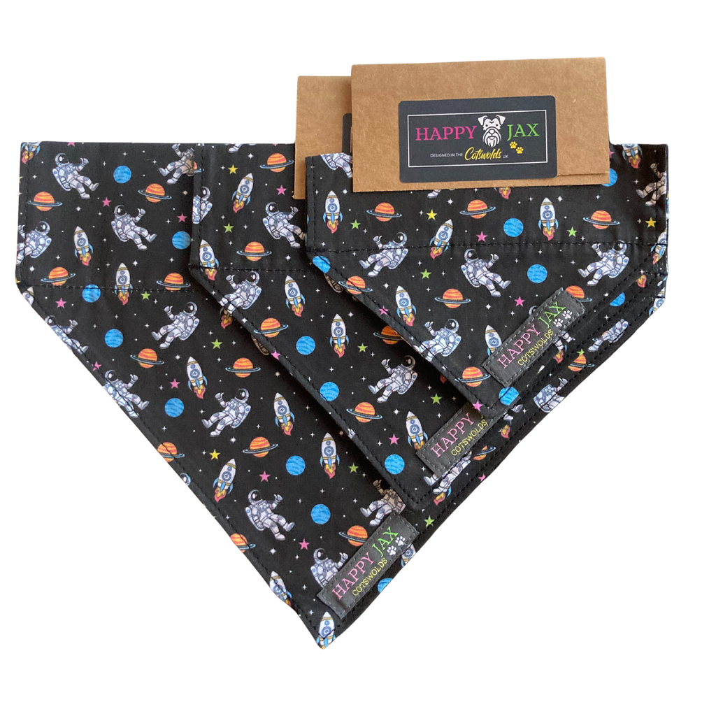 Pet bandana with space-themed design